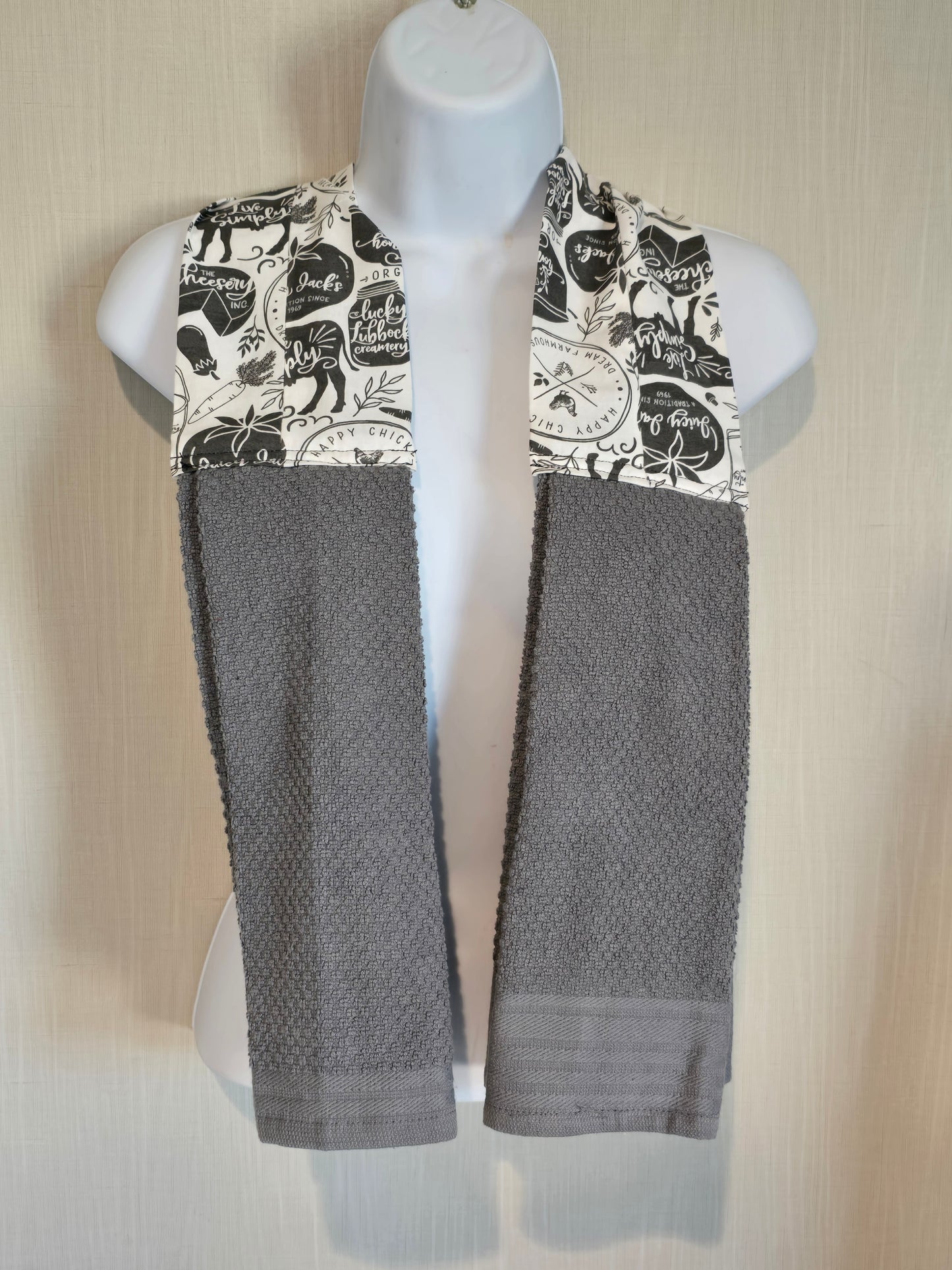 Kitchen Scarf / Boa - Farm Life White / Gray